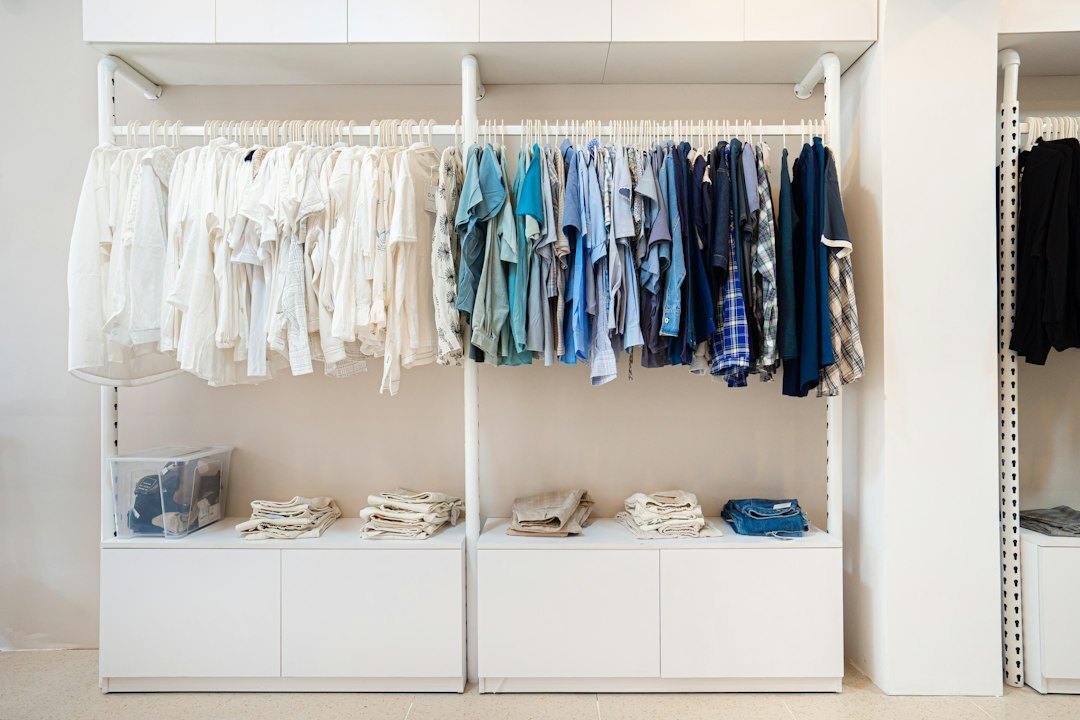 organized wardrobe with clothes