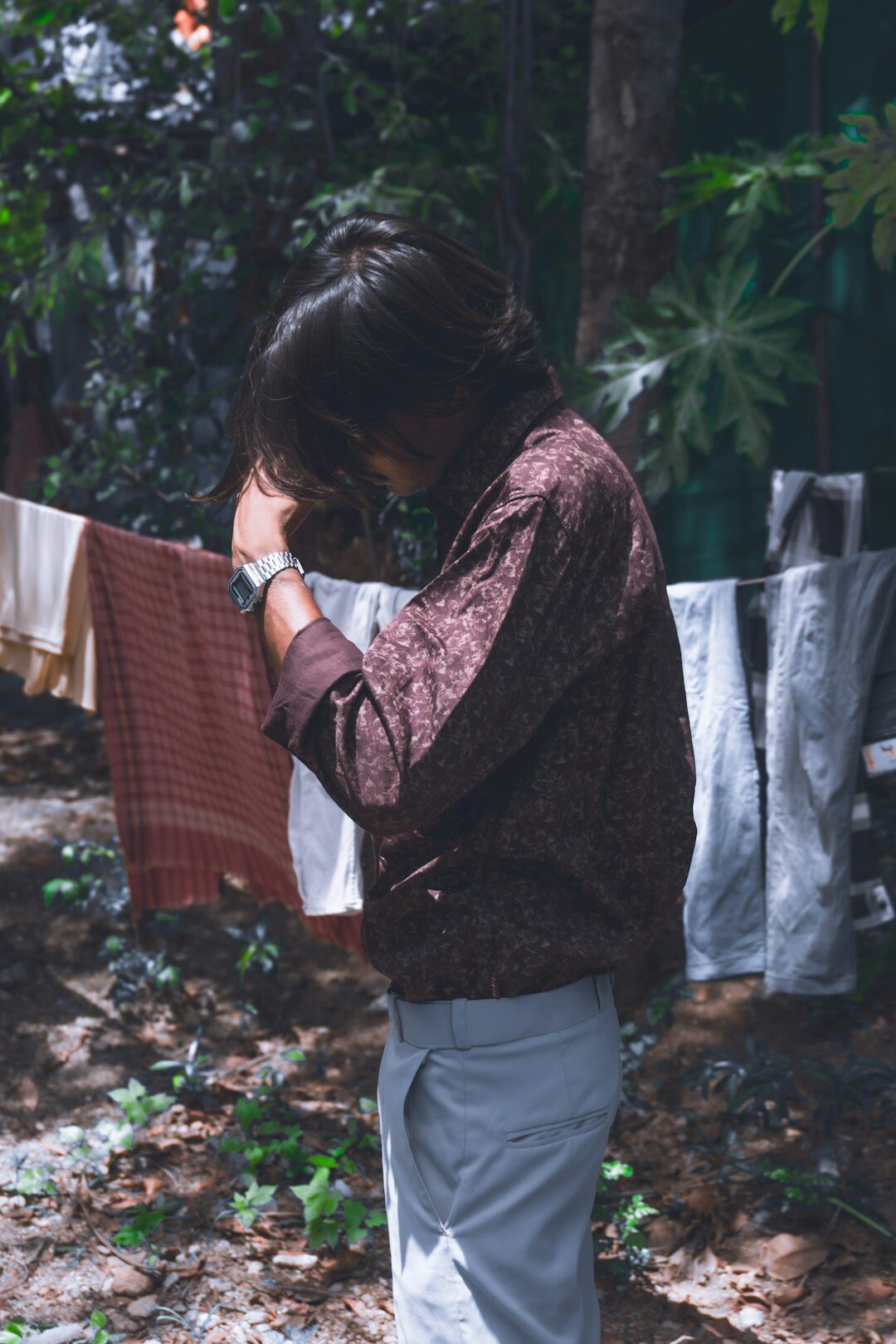 person folding laundry