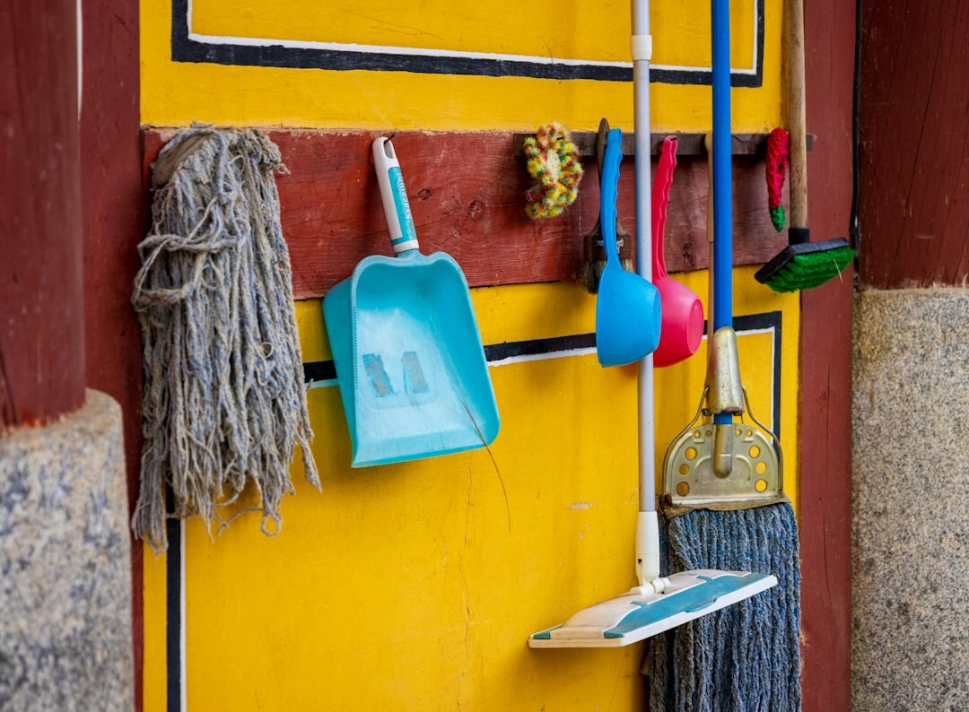 cleaning supplies organized